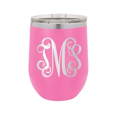 Pink Vine Monogram Tumbler