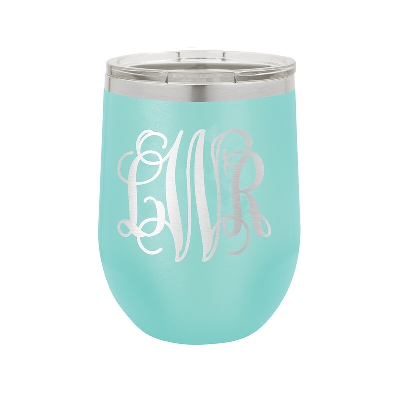 Teal Vine Monogram Tumbler