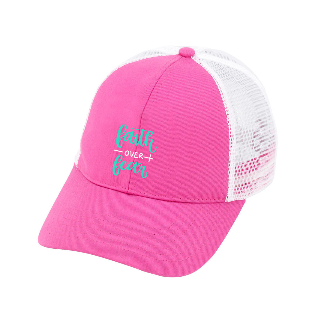 Faith Over Fear Hot Pink Trucker Hat