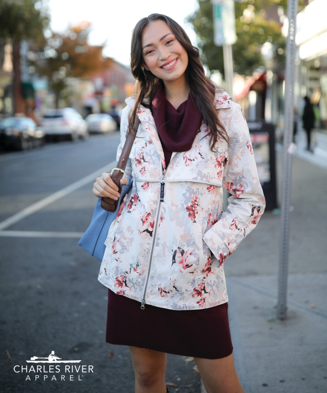 ジャケット・アウター jakke ROSEMARY COAT Ladies Charles River New Englander Floral Printed Rain Jacket