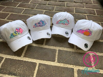 Kentucky State Lilly Print Distressed Cap