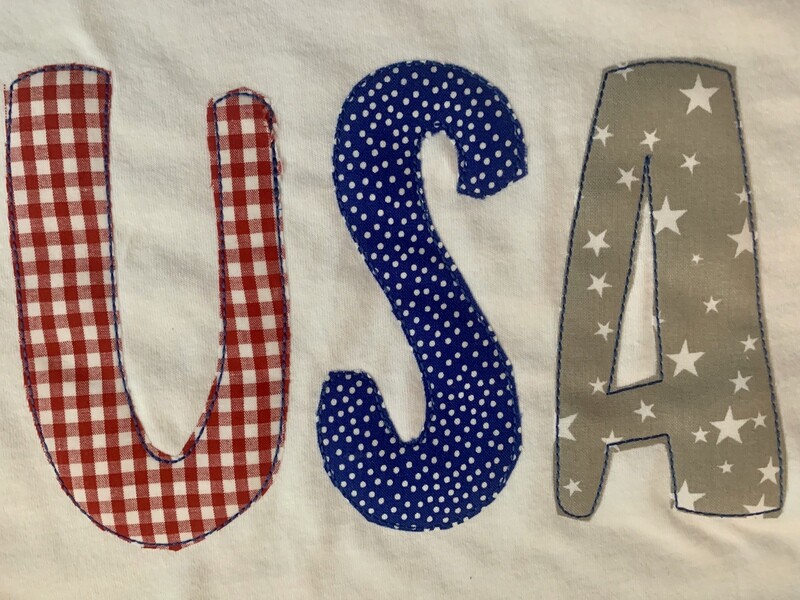 Adult Gingham, Dots &amp; Stars USA White Short Sleeve Bella + Canvas Tee