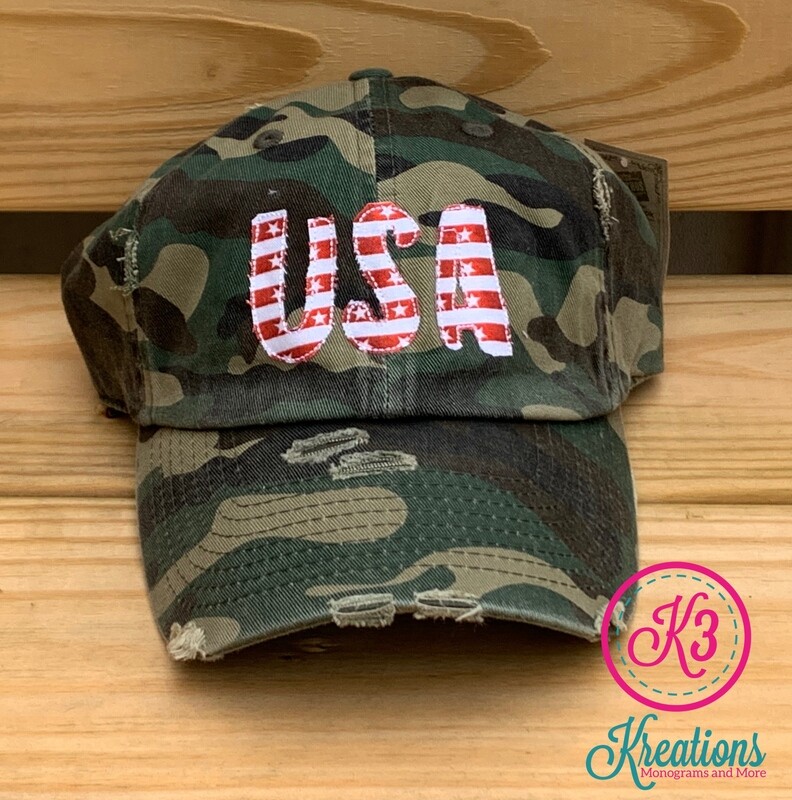 USA Stars &amp; Stripes Camouflage Distressed Cap