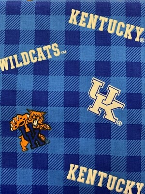 UK Wildcats Blue Checked Cotton Fabric Face Mask