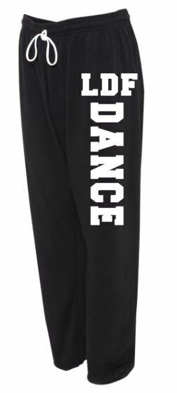 Adult LDF Dance Sponge Fleece Long Scrunch Black and White Sweatpants (LDF)