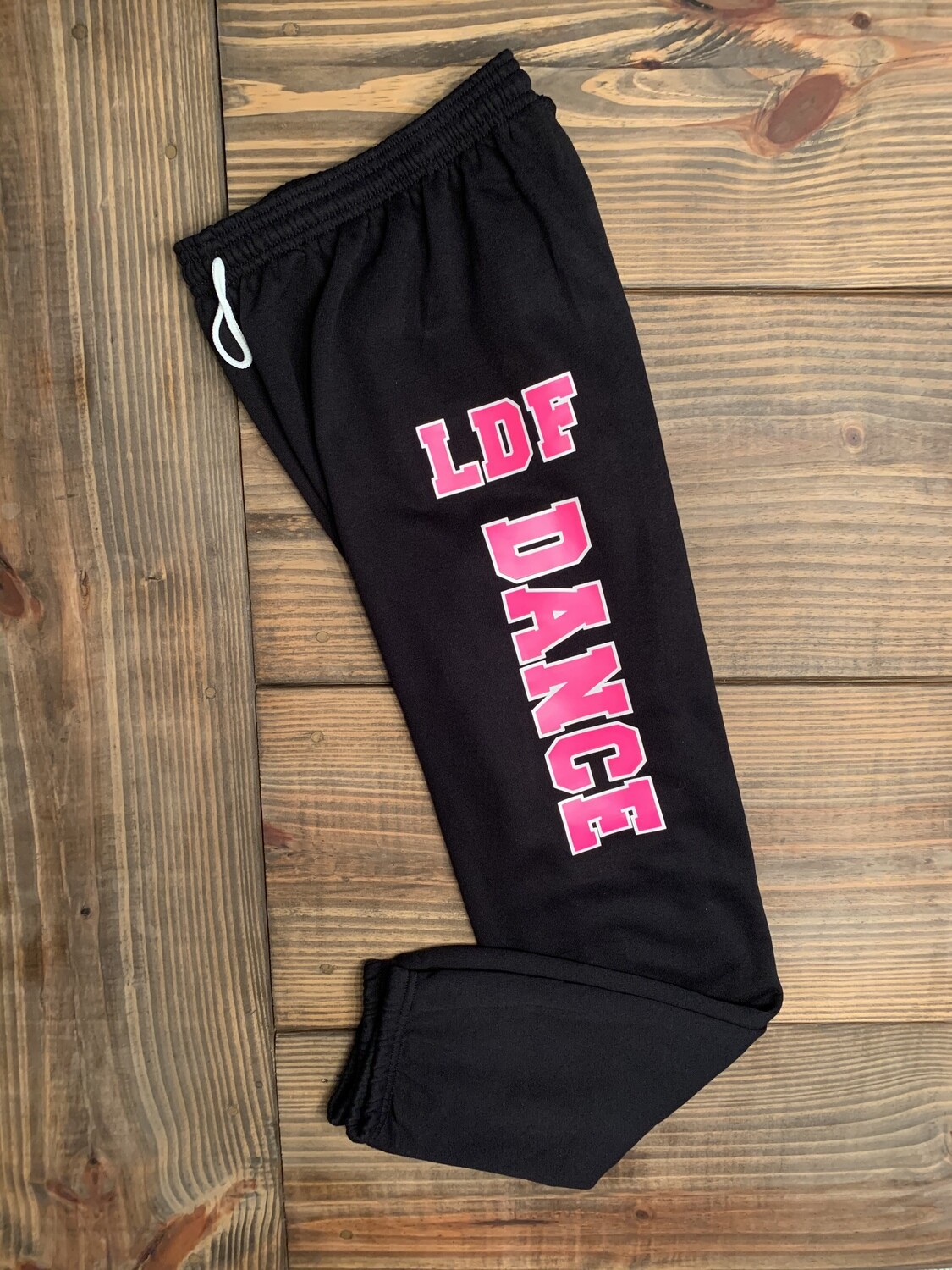 Adult LDF Dance Sponge Fleece Long Scrunch Black and Pink Sweatpants (LDF)
