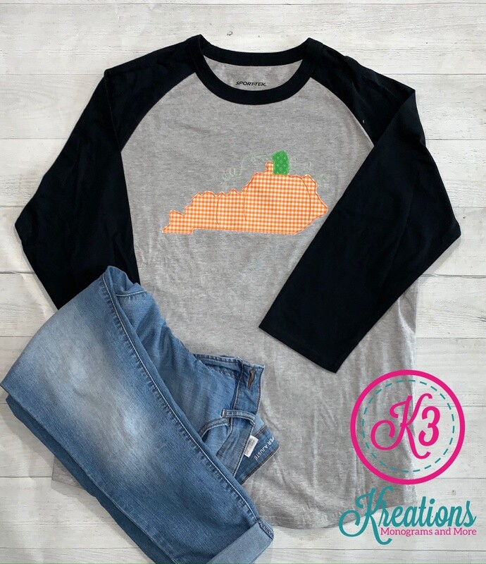 Adult Kentucky State Pumpkin Sport-Tek Raglan Tee