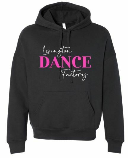 Youth or Adult Lexington Dance Factory Black Sponge Fleece Drop Shoulder Hoodie (LDF)