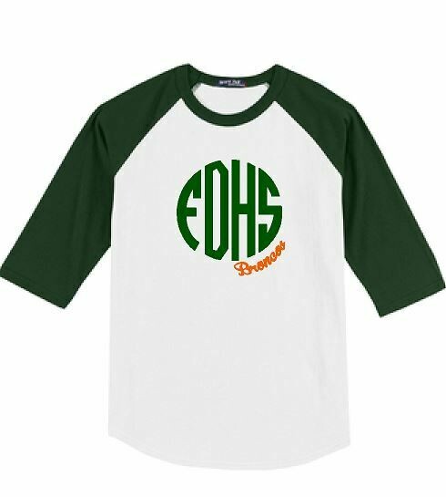 FDHS Broncos Monogram Baseball T-shirt