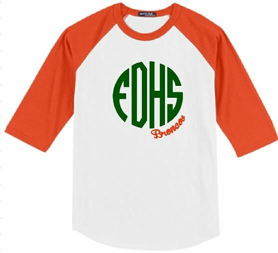 FDHS Broncos Monogram Baseball T-shirt