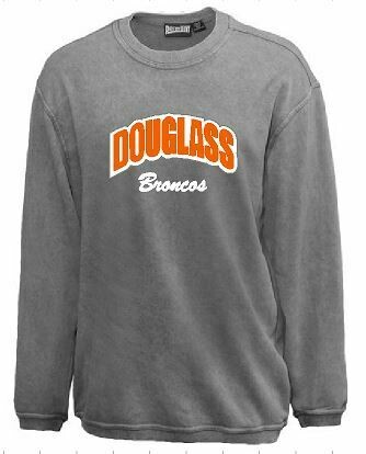 Adult Douglass Broncos Sport Twill Applique Sandwash Crewneck