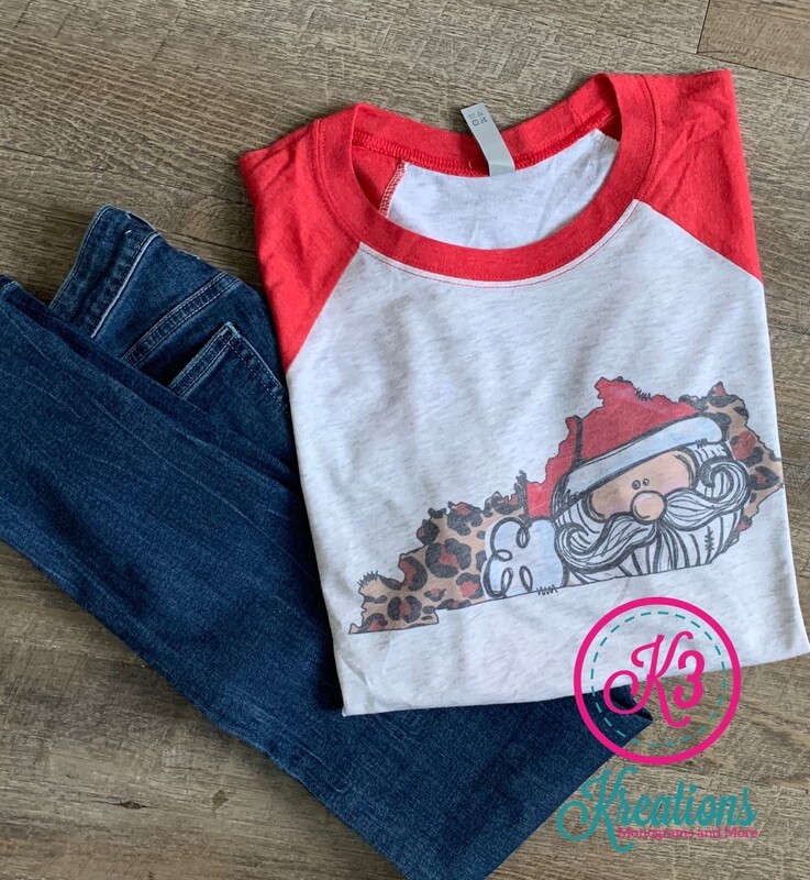 Adult Santa/Leopard Print Kentucky Raglan Jersey