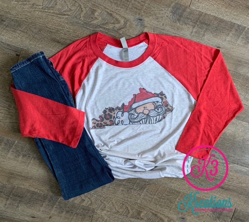 Adult Santa/Leopard Print Kentucky Raglan Jersey