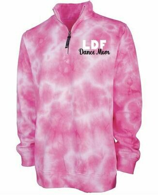 Ladies Pink Tie-Dye LDF Dance Mom Quarter Zip Sweatshirt (LDF)