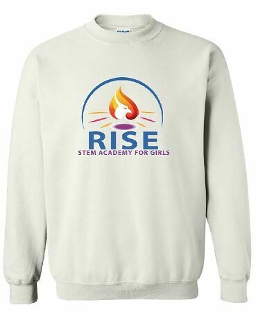 RISE Unisex Crewneck Sweatshirt with full logo on front chest - YOUTH SIZING