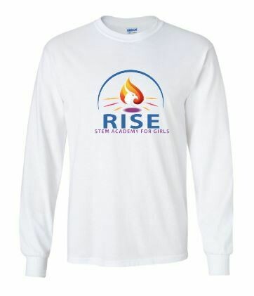 RISE Unisex Long Sleeve Tee with full logo on front chest - ADULT SIZING