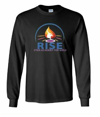 RISE Unisex Long Sleeve Tee with full logo on front chest - YOUTH SIZING