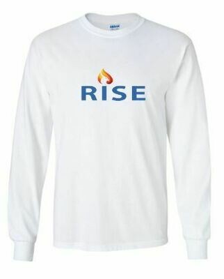 RISE Unisex Long Sleeve Tee with Rise logo on front chest - YOUTH SIZING