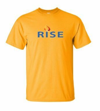 RISE Unisex Short Sleeve Tee with Rise logo on front chest - ADULT SIZING
