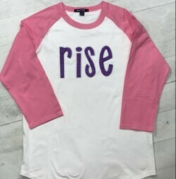 RISE Blanket Stitch Sparkle Applique Baseball T-shirt - YOUTH SIZING (Create your own color combo)
