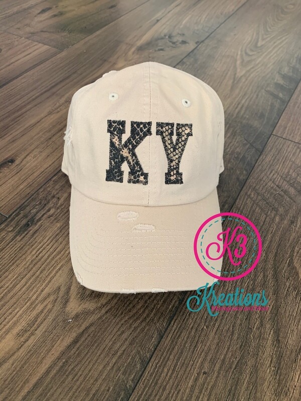 KY Snakeskin Applique Distressed Cap