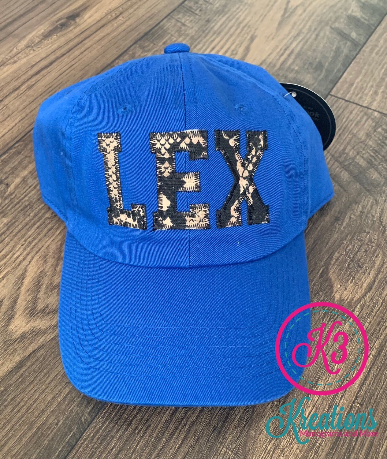 LEX Snakeskin Applique Distressed Cap