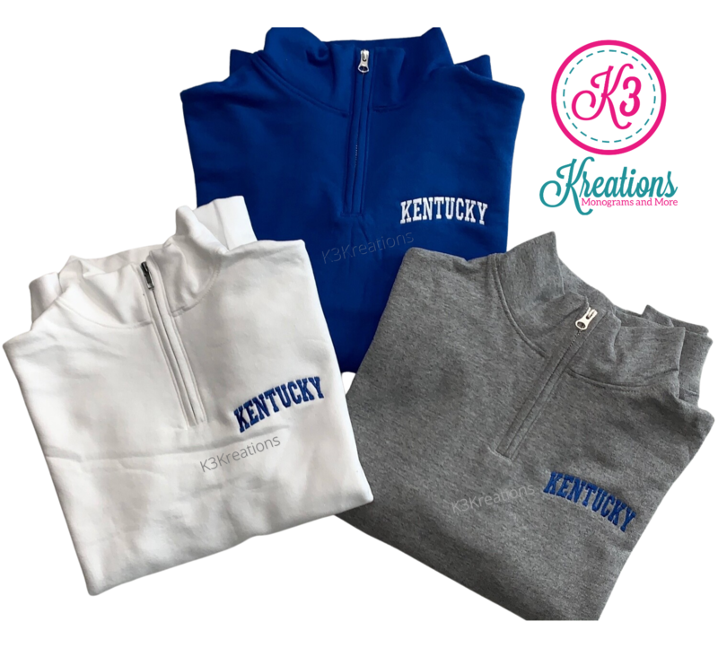 Adult Kentucky Embroidered JERZEES NuBlend 1/4 Zip Sweatshirt