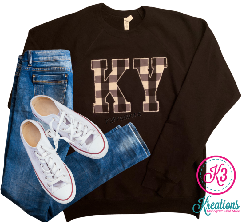 Adult KY Black &amp; White Buffalo Check Sponge Fleece Crewneck