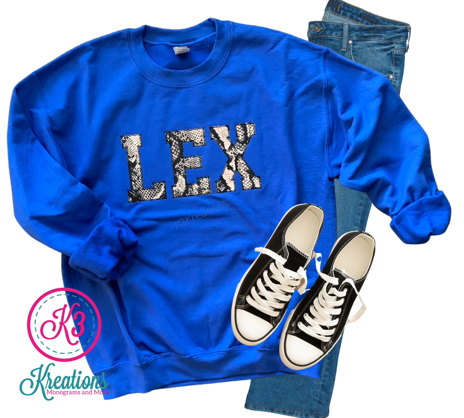 Adult LEX Snakeskin Royal Crewneck Sweatshirt