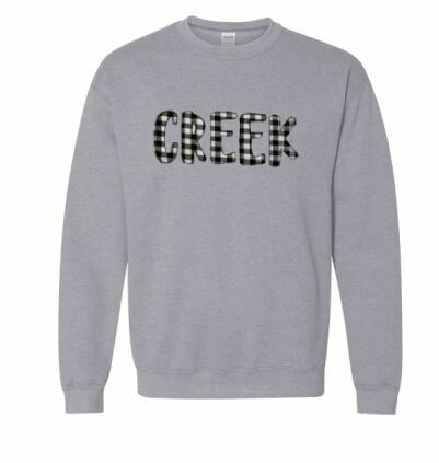 CREEK Fun Font Unisex Crewneck - YOUTH and ADULT - Choice of Design Fabric (TCDT)