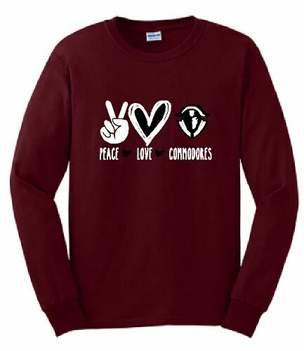 Peace Love Commodores Unisex Long Sleeve YOUTH and ADULT (TCDT)