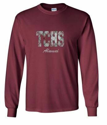 TCHS Alumni Applique Unisex Long Sleeve Tee ADULT - Choice of Design Fabric (TCDT)