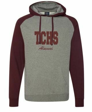 TCHS Alumni Applique Unisex Raglan Hoodie  (TCDT) Choice of Design Fabric