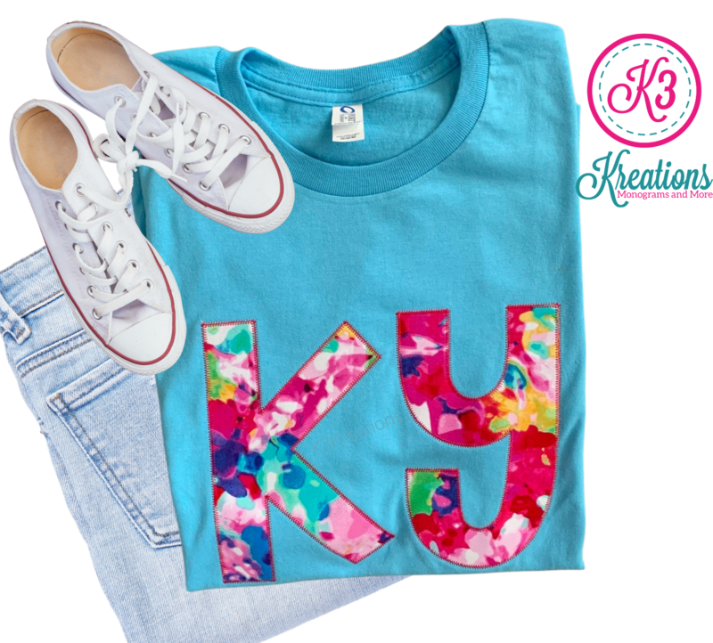 Adult Ky Floral Watercolor Aqua Short Sleeve Tee