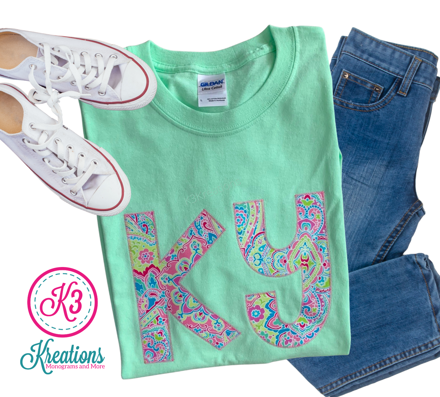Adult Ky Floral Paisley Lime Short Sleeve Tee