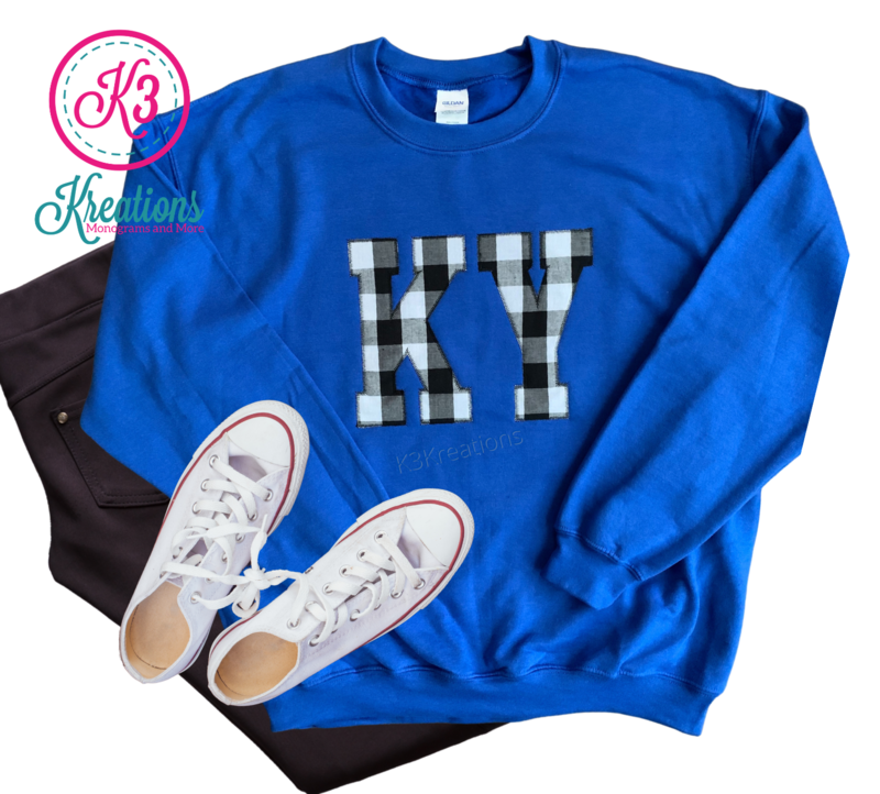 Youth KY Black Gingham Crewneck Sweatshirt