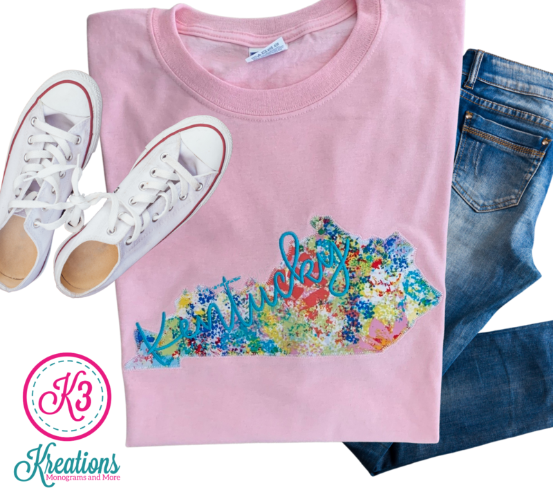Adult Kentucky State Script Bouquet Short Sleeve Pink Tee