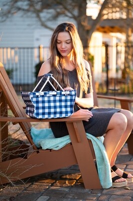 Mini Navy Check Market Tote