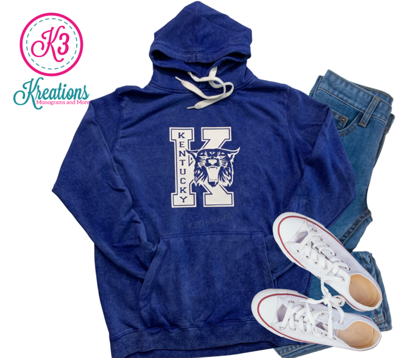 Adult Kentucky Big K Wildcat Royal Blue Sandwash Hoodie