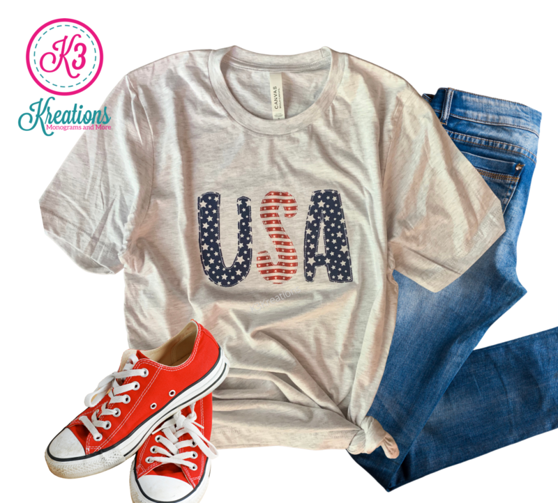 Adult Stars &amp; Stripes USA Short Sleeve Bella + Canvas Tee