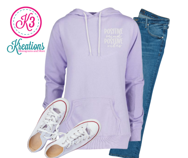 Ladies Positive Mind Positive Vibes Pullover Hooded Sweatshirt