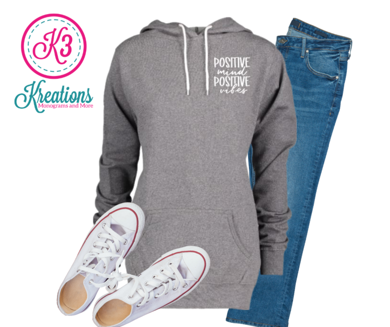 Ladies Positive Mind Positive Vibes Pullover Hooded Sweatshirt