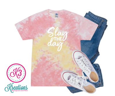 Adult Tie-Dye Slay the Day Short Sleeve Tee