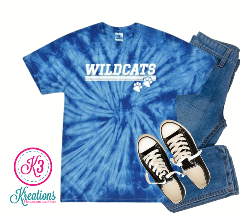 Adult Wildcats Royal Tie Dye Tee