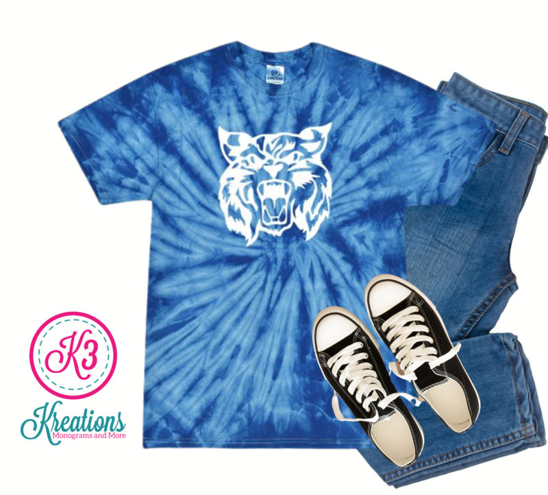 Adult Kentucky Wildcat Head Royal Tie Dye Tee