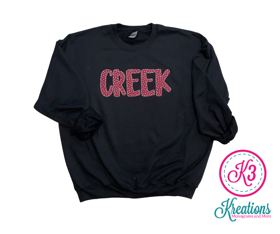 CREEK Fun Font Unisex Crewneck - YOUTH and ADULT - Choice of Design Fabric (TCDT)
