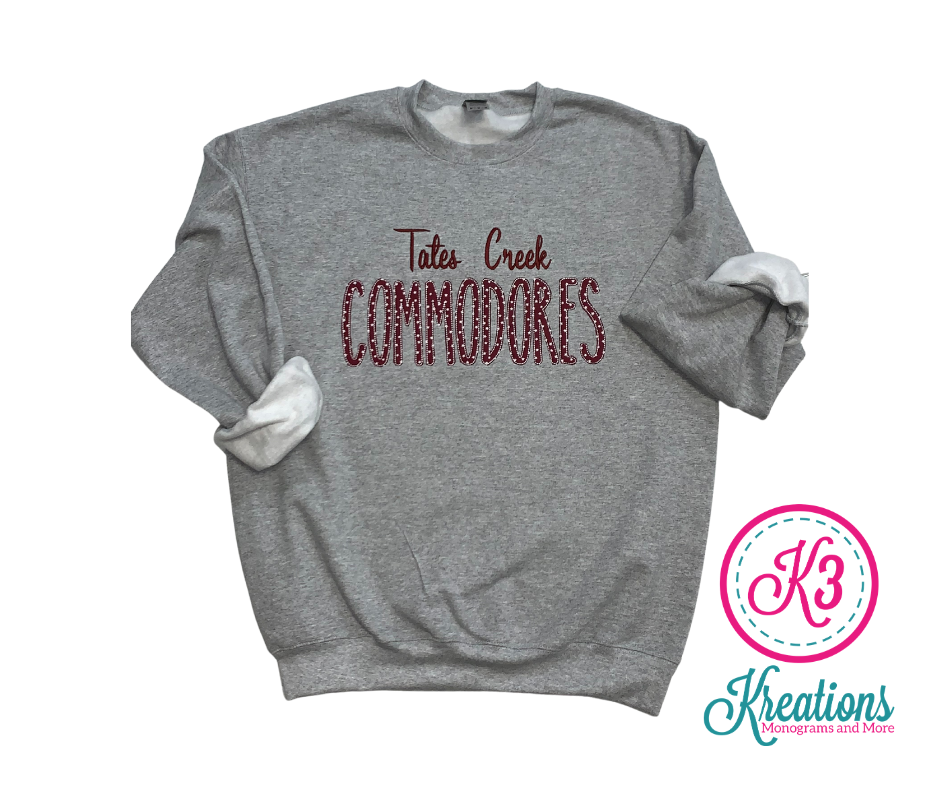 TC Commodores Unisex Crewneck - YOUTH and ADULT - Choice of Design Fabric