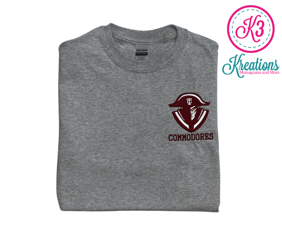 Commodores Left Chest Unisex Short Sleeve Tee YOUTH and ADULT (TCDT)