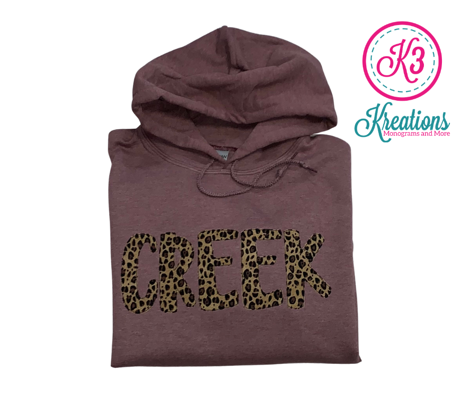 CREEK Fun Font Unisex Hoodie - YOUTH and ADULT - Choice of Design Fabric (TCDT)