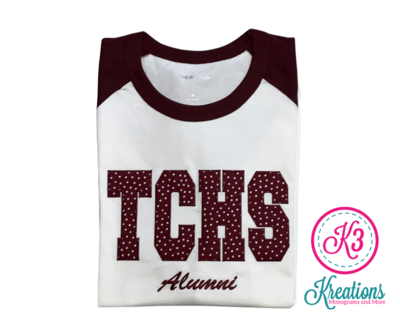 TCHS Alumni Applique Baseball Jersey ADULT - Choice of Design Fabric (TCDT)